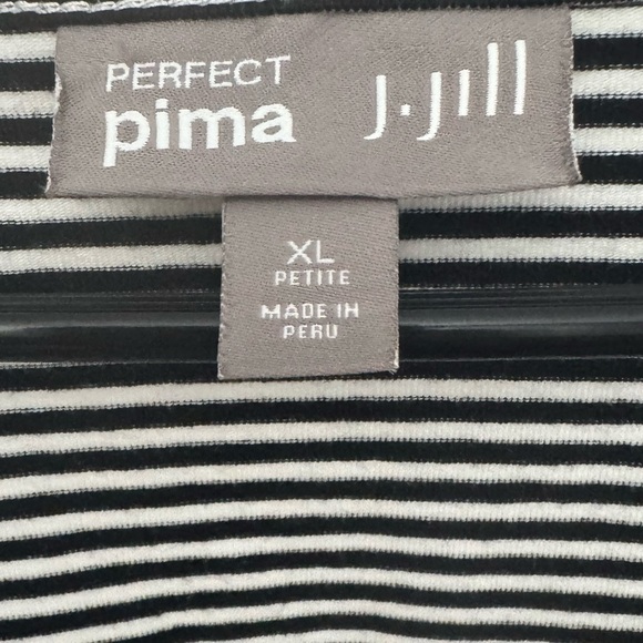 J. Jill Perfect Pima  Black and White Striped Dress Size XL Petite - Picture 3 of 5